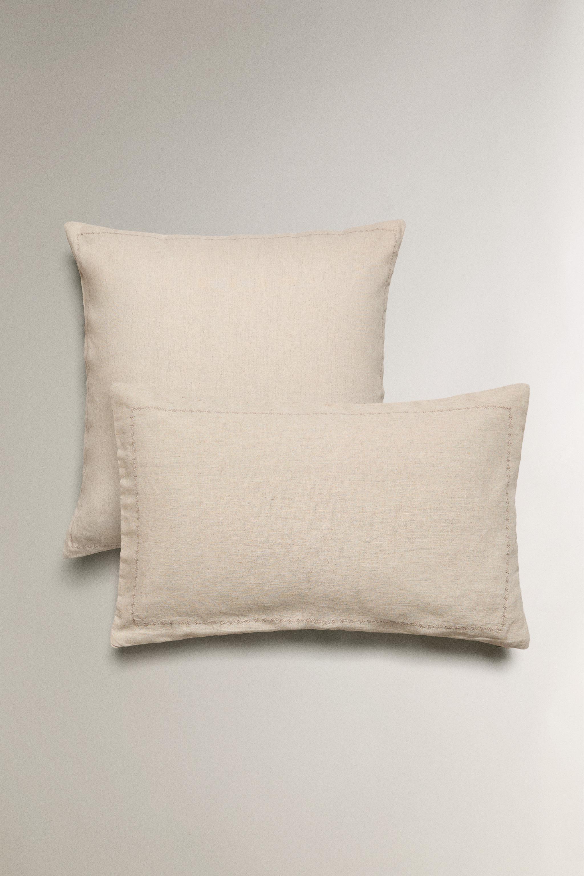 HOUSSE DE COUSSIN ÉDREDON LIN MATELASSÉ POIS